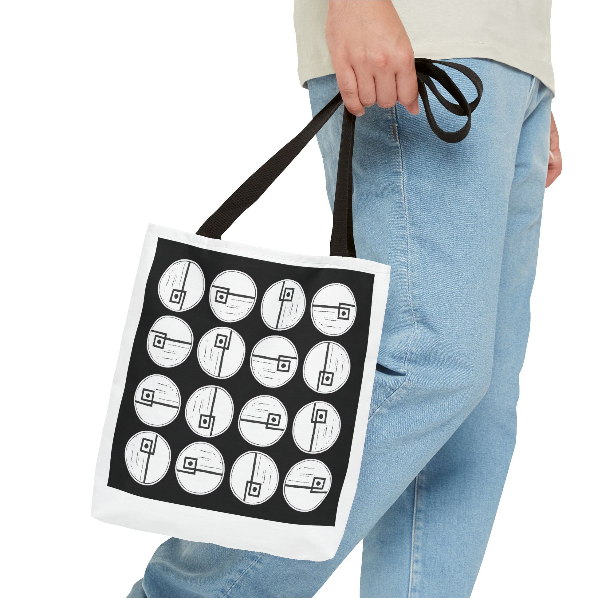 Rotating Rectangle Black Tote Bag - InkLovePrint