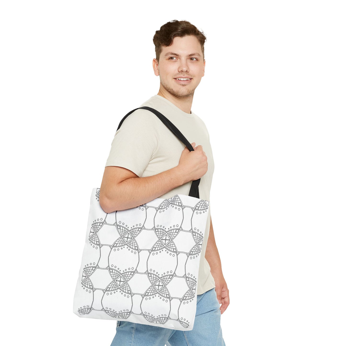 Grid Line Pattern Tote Bag - InkLovePrint