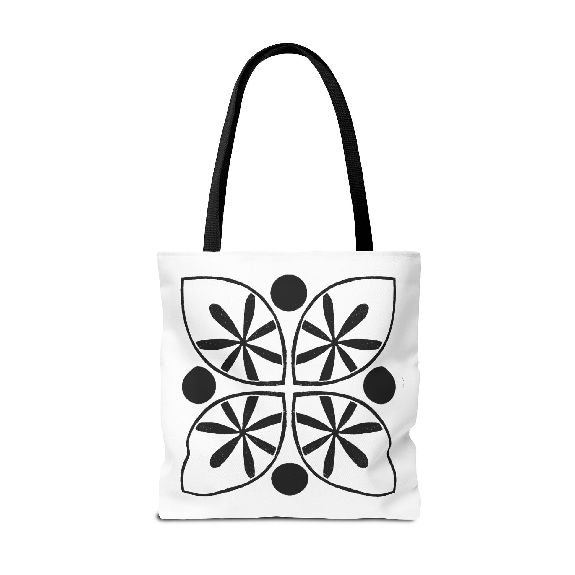 Black Flower Motif Tote Bag - InkLovePrint