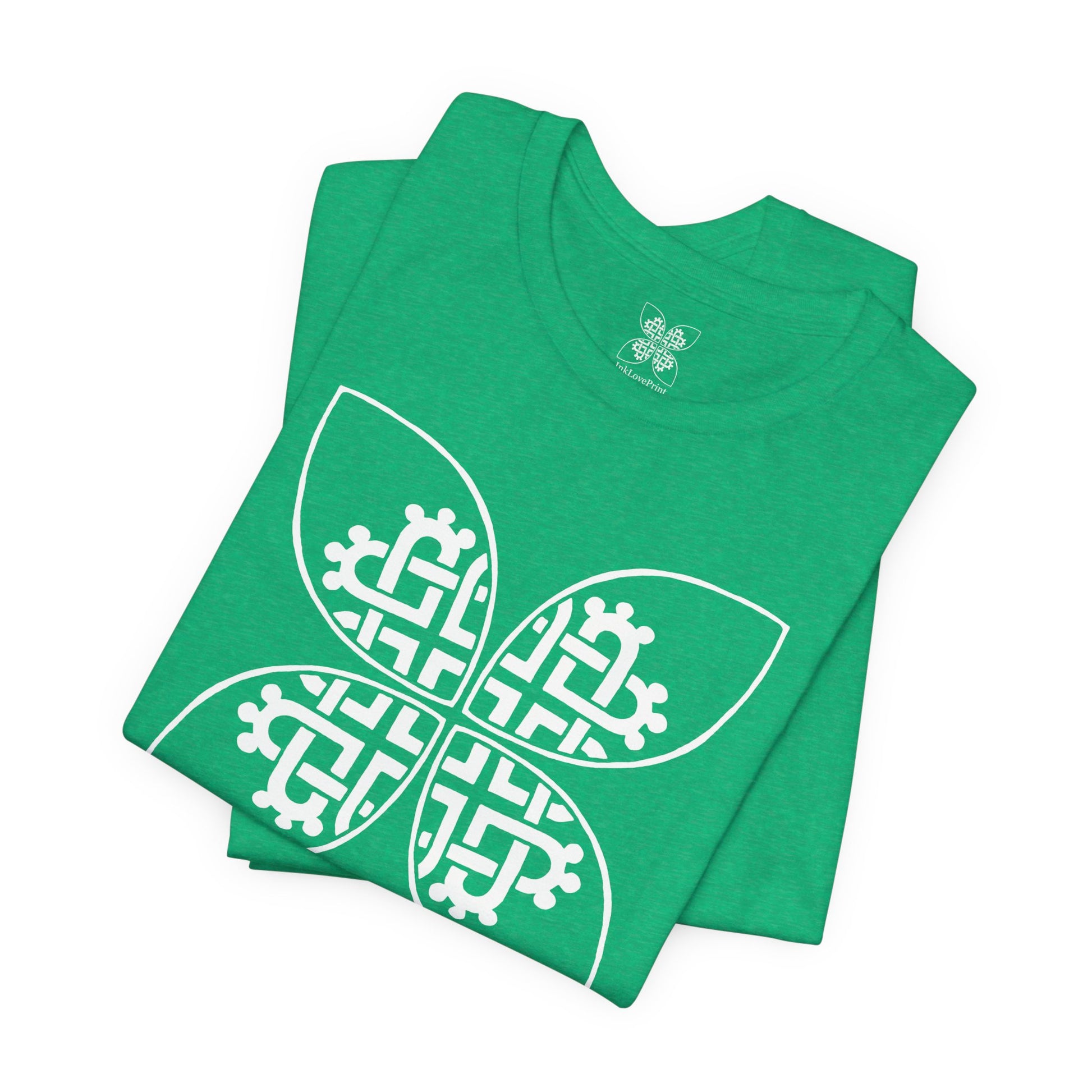 Celtic Heart Motif White Design T-Shirt - InkLovePrint