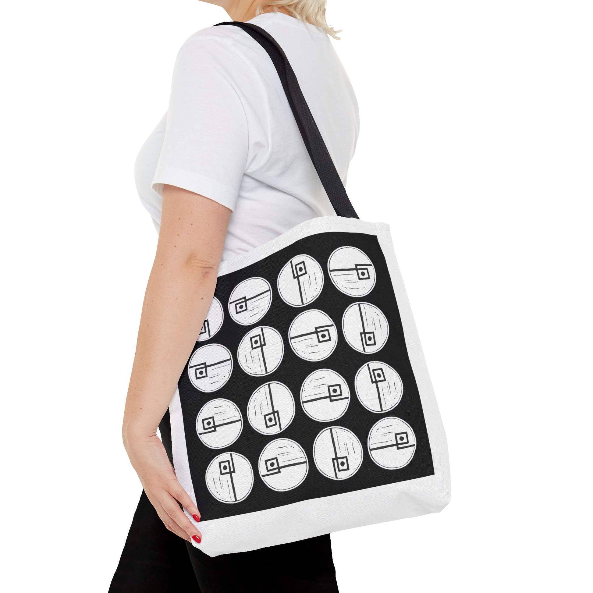 Rotating Rectangle Black Tote Bag - InkLovePrint