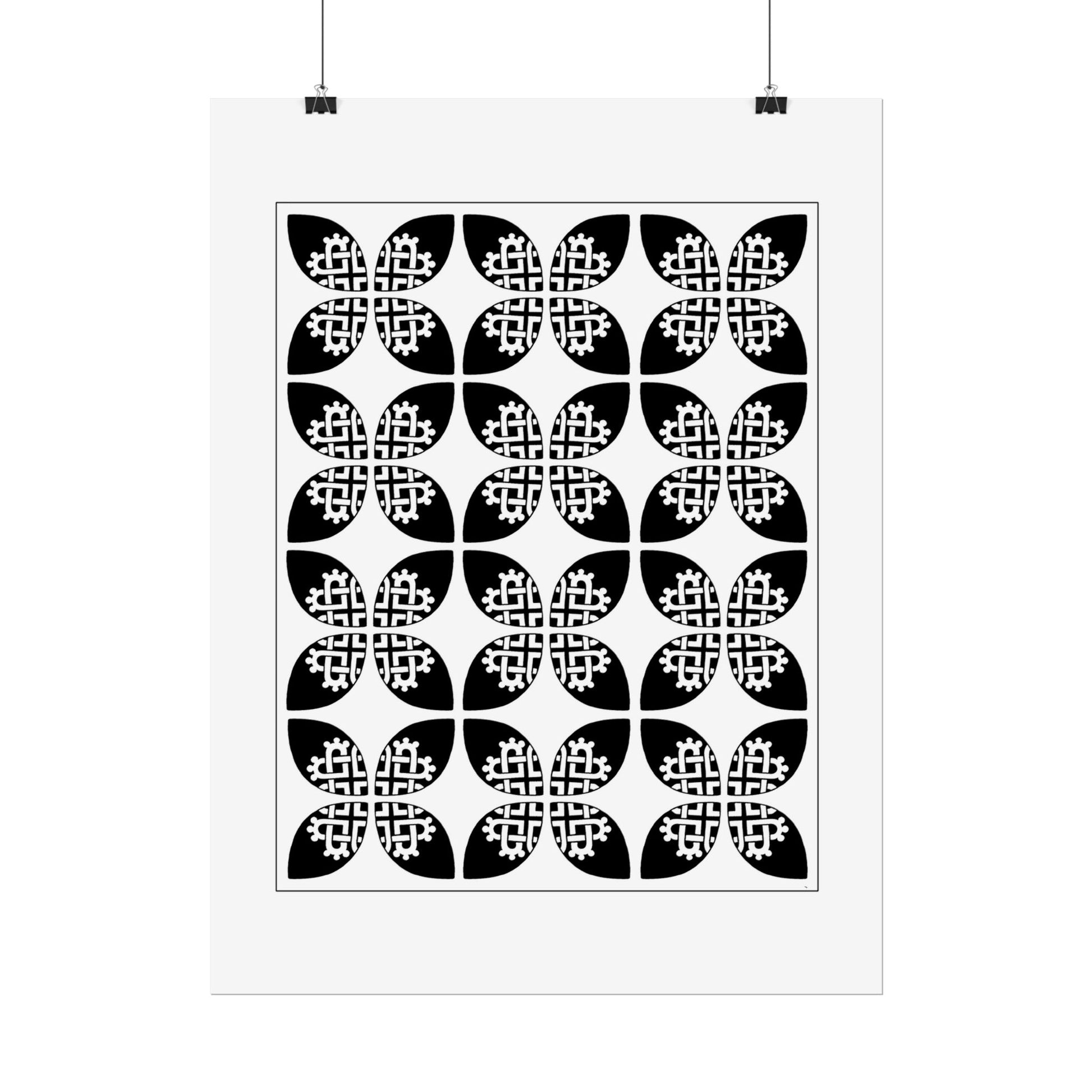 Celtic Heart 9 Tile white on black- Rolled Poster - InkLovePrint