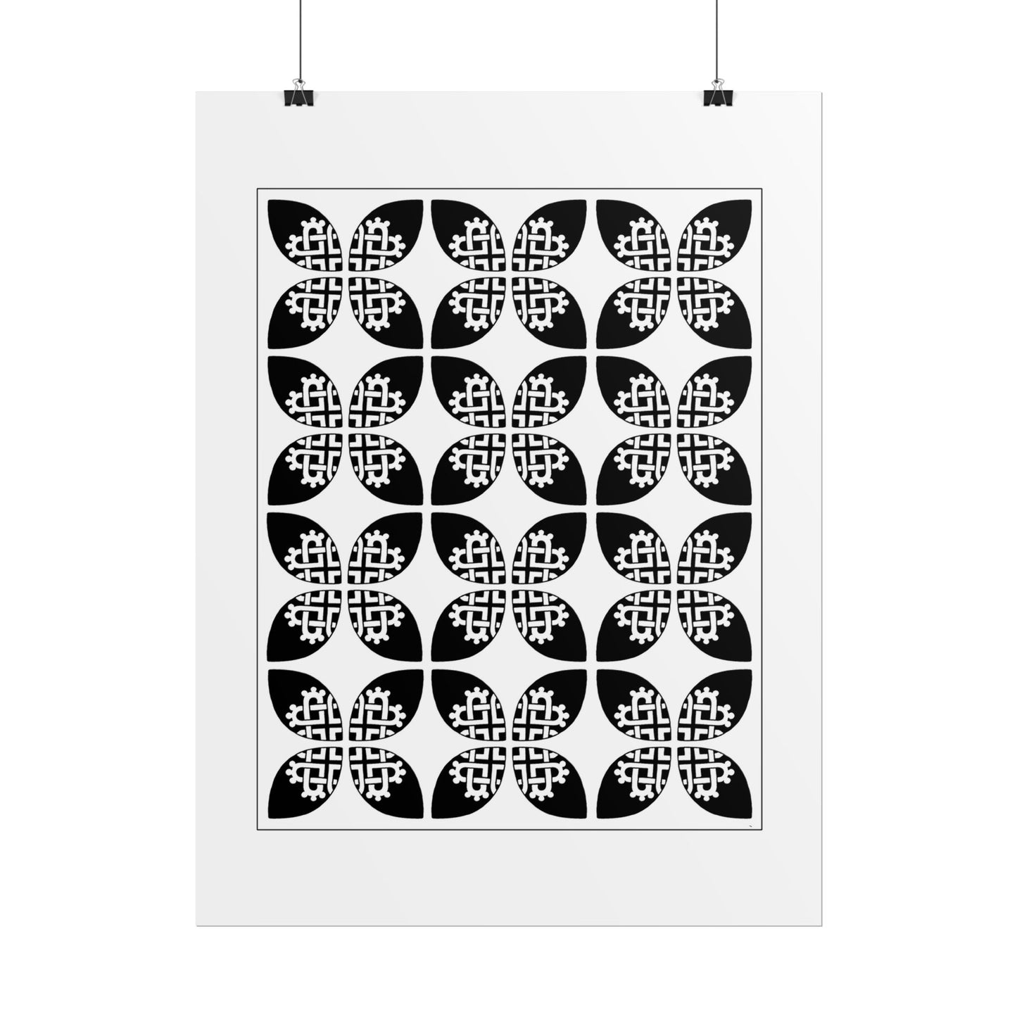 Celtic Heart 9 Tile white on black- Rolled Poster - InkLovePrint