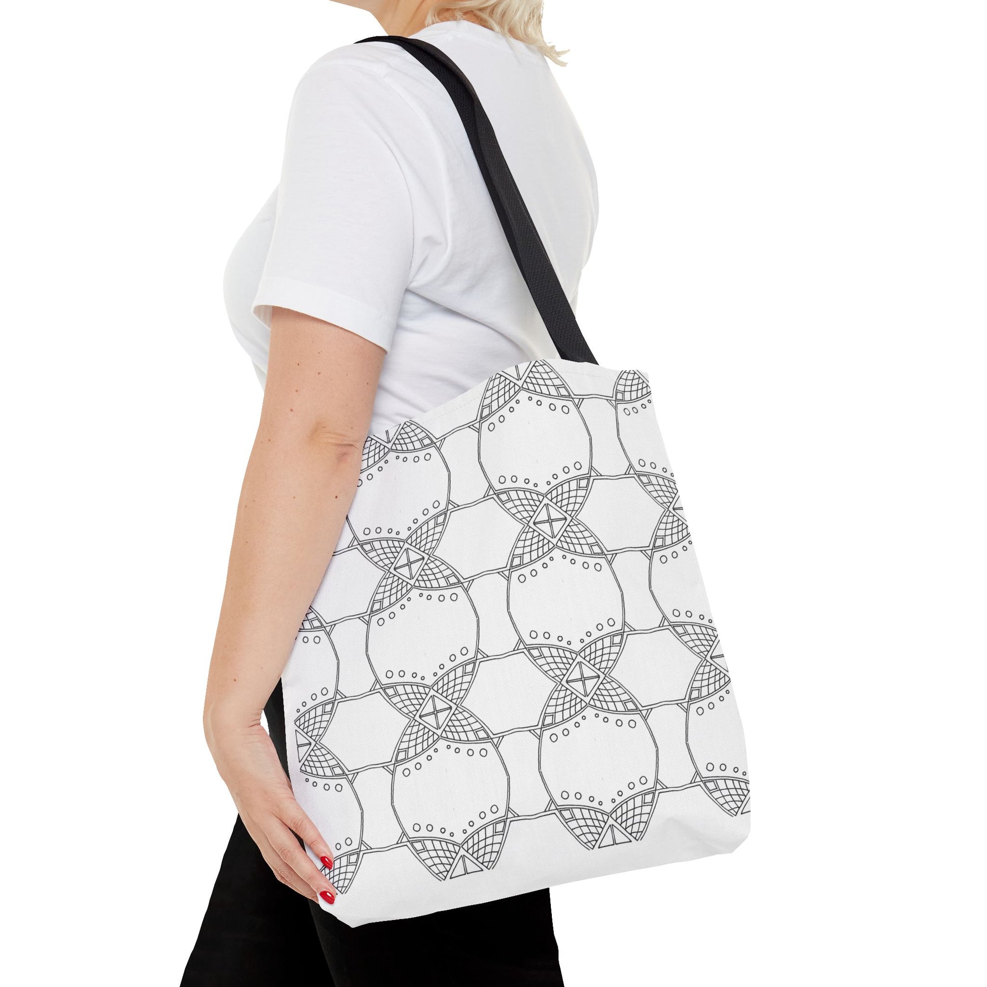Grid Line Pattern Tote Bag - InkLovePrint