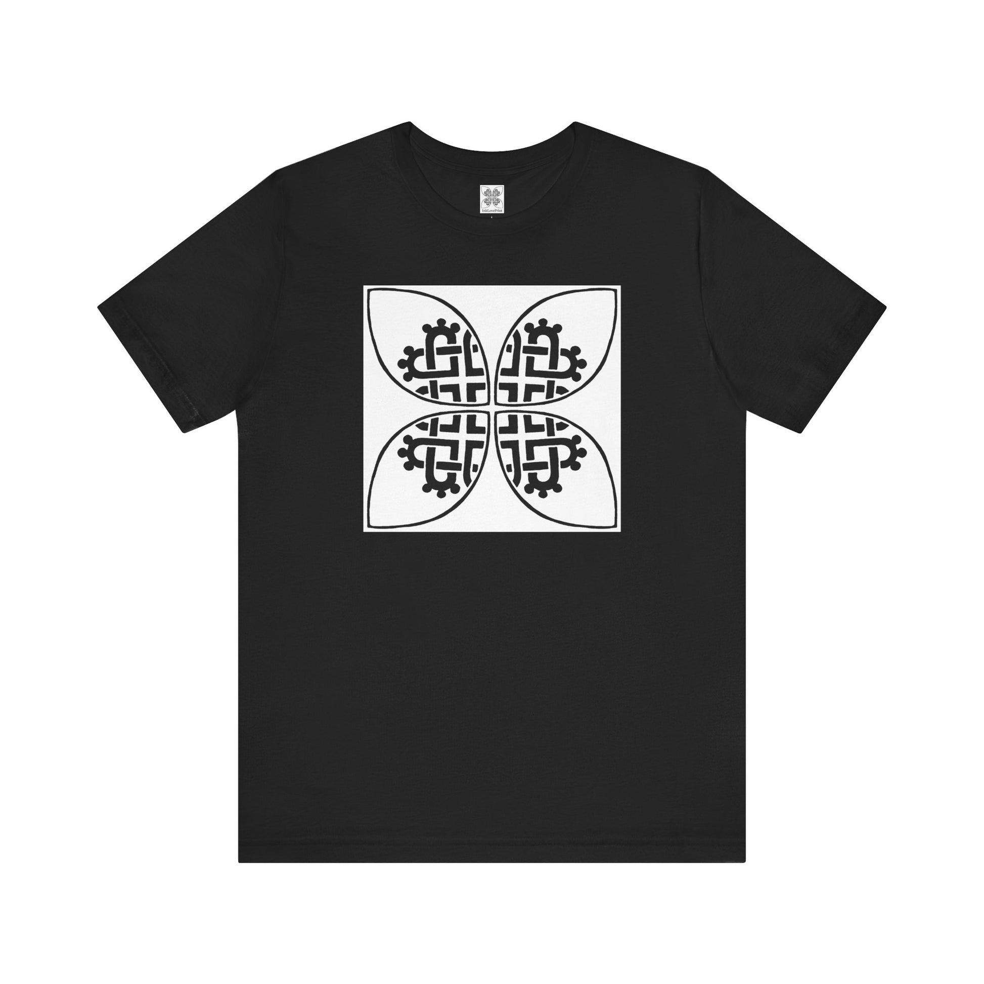 Celtic Heart Motif Black Design T-Shirt - InkLovePrint