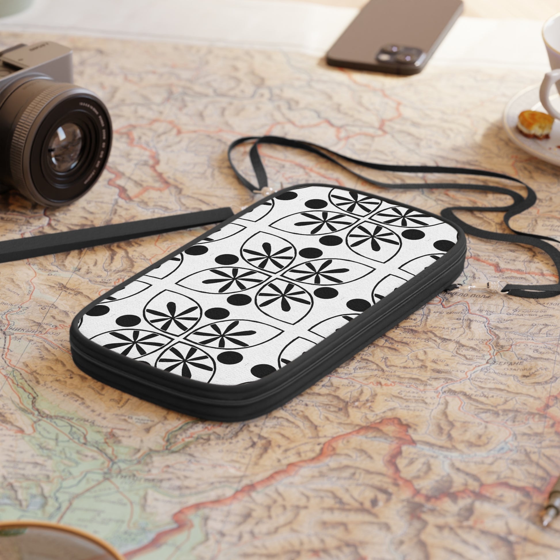 Black Flower Passport Wallet - InkLovePrint