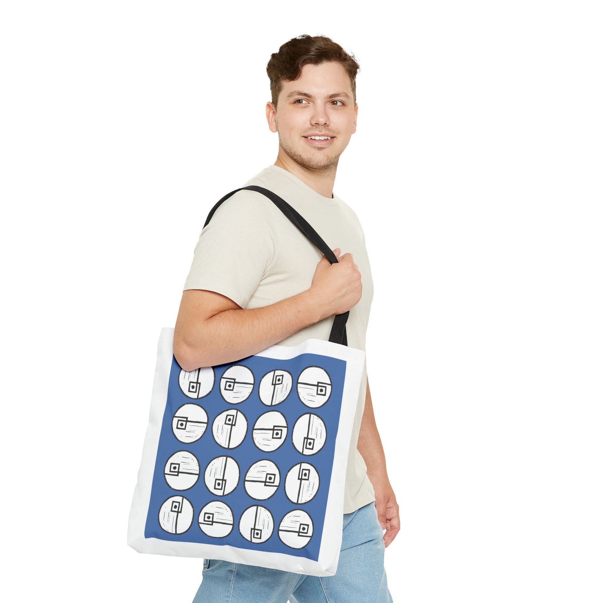 Rotating Rectangle Blue Tote Bag - InkLovePrint