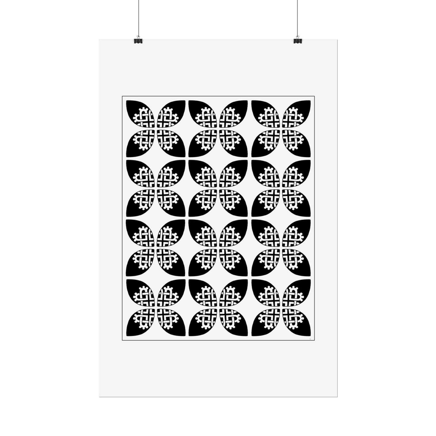 Celtic Heart 9 Tile white on black- Rolled Poster - InkLovePrint