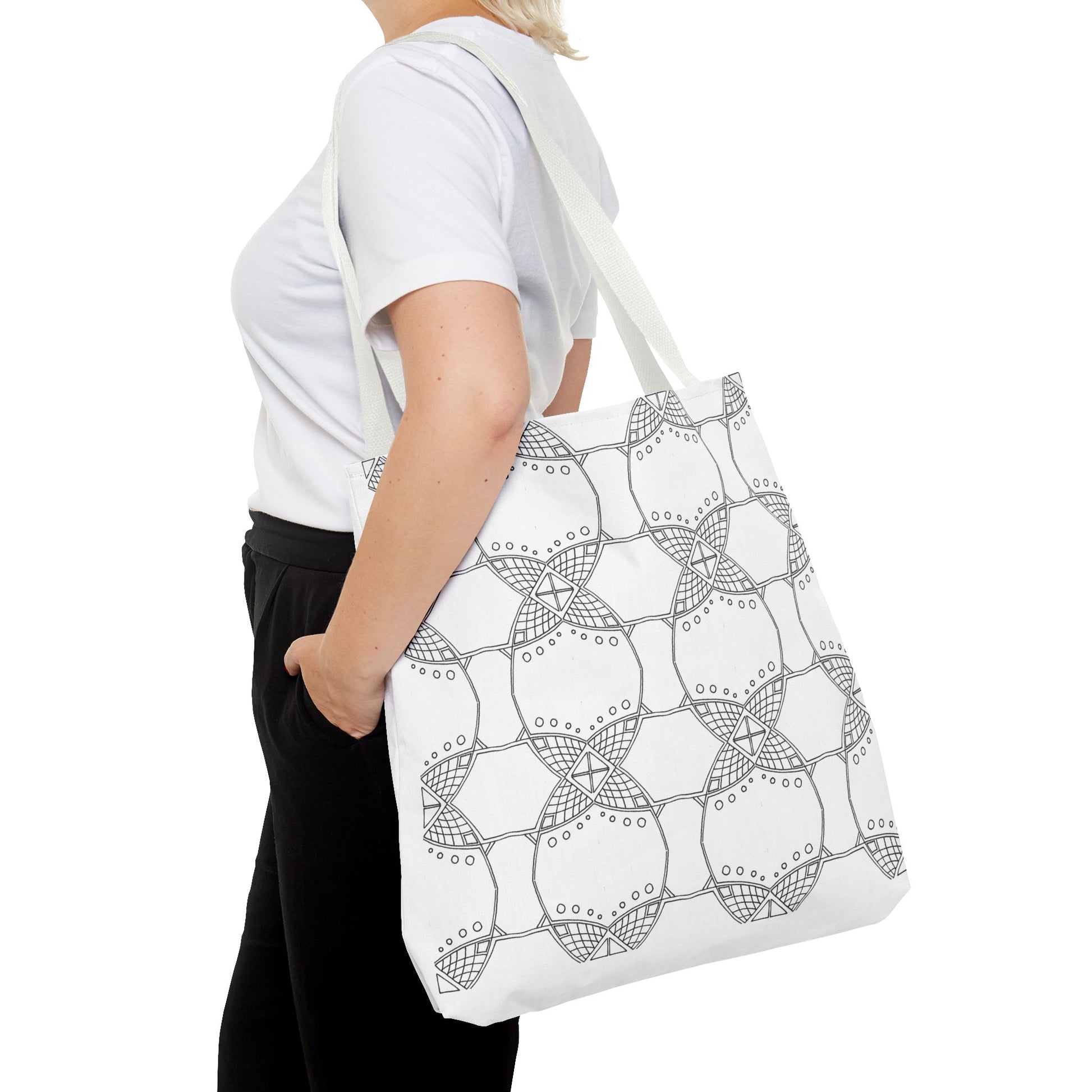 Grid Line Pattern Tote Bag - InkLovePrint