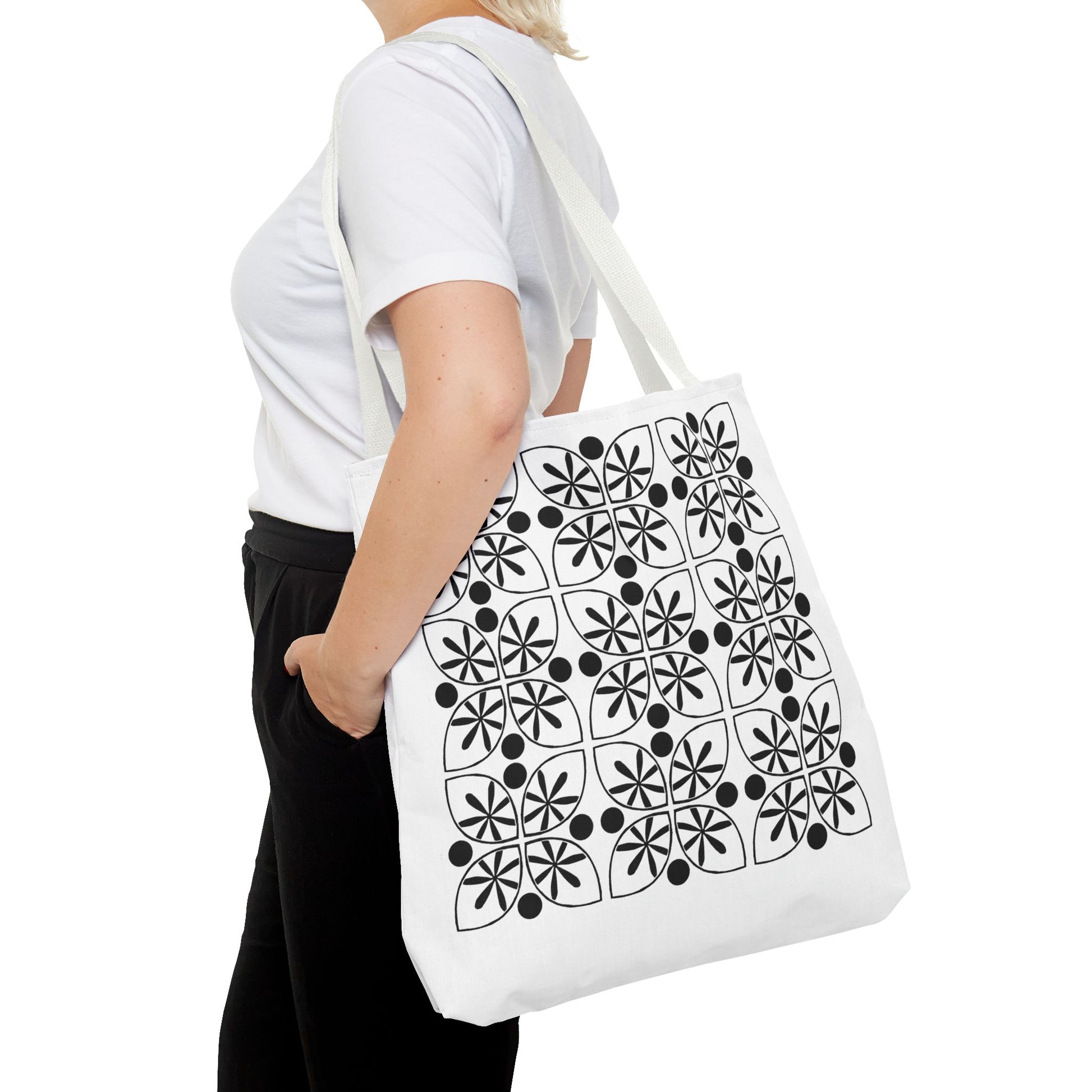 Black Flower Tote Bag - InkLovePrint